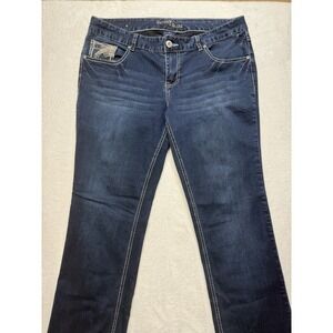 Rhythm in Blues 14 Jeans Women Embroidered Rhinestone Western Boot 30" Inseam